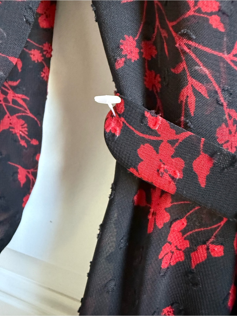 Nanette Lepore Black Sheer Overlay Dress Red Floral Romantic Goth witchy cottage - Picture 5 of 9